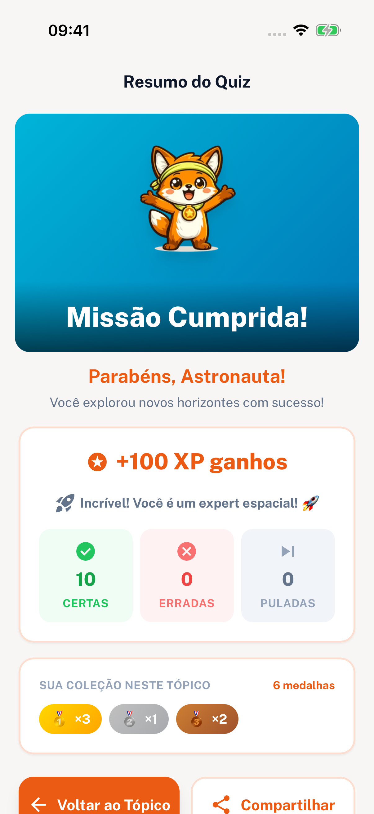 Resultado do quiz